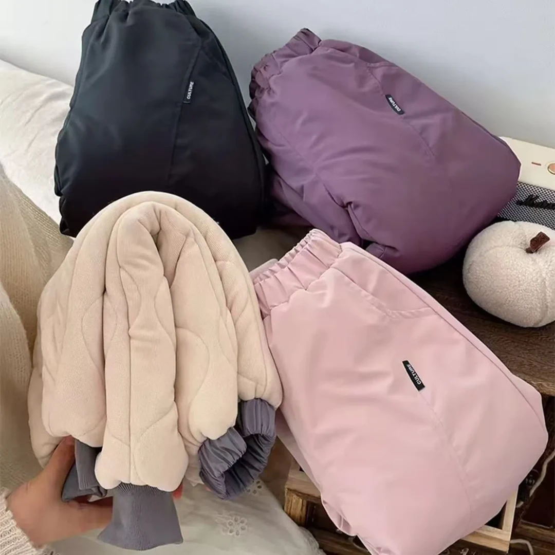 儿童新款加厚宝宝女童加绒棉裤防风冬季保暖三层外穿一条过冬长裤