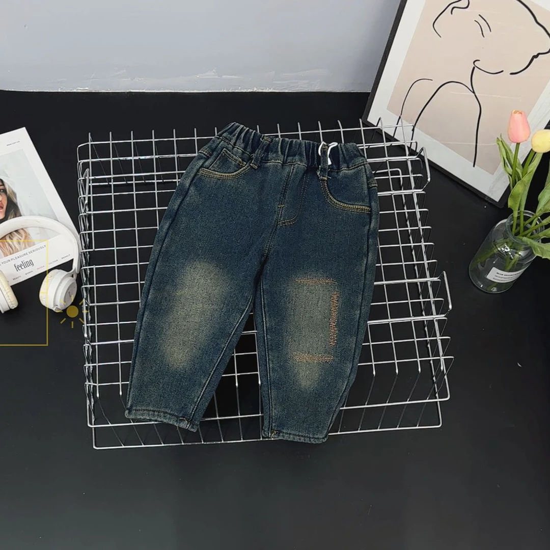 6617高端专享儿童冬季牛仔裤深蓝