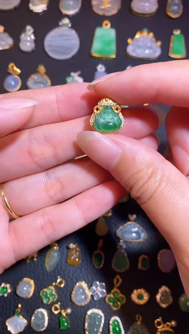 颈饰银S925镶嵌翡翠天然A货翡翠