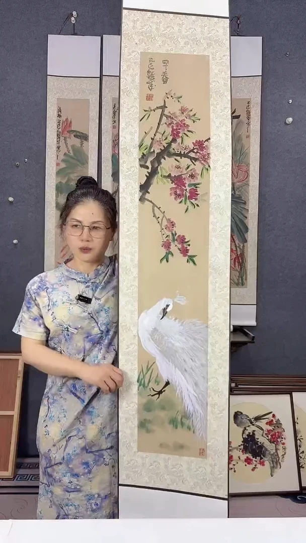 国画175*32吴铁成手绘卷轴
