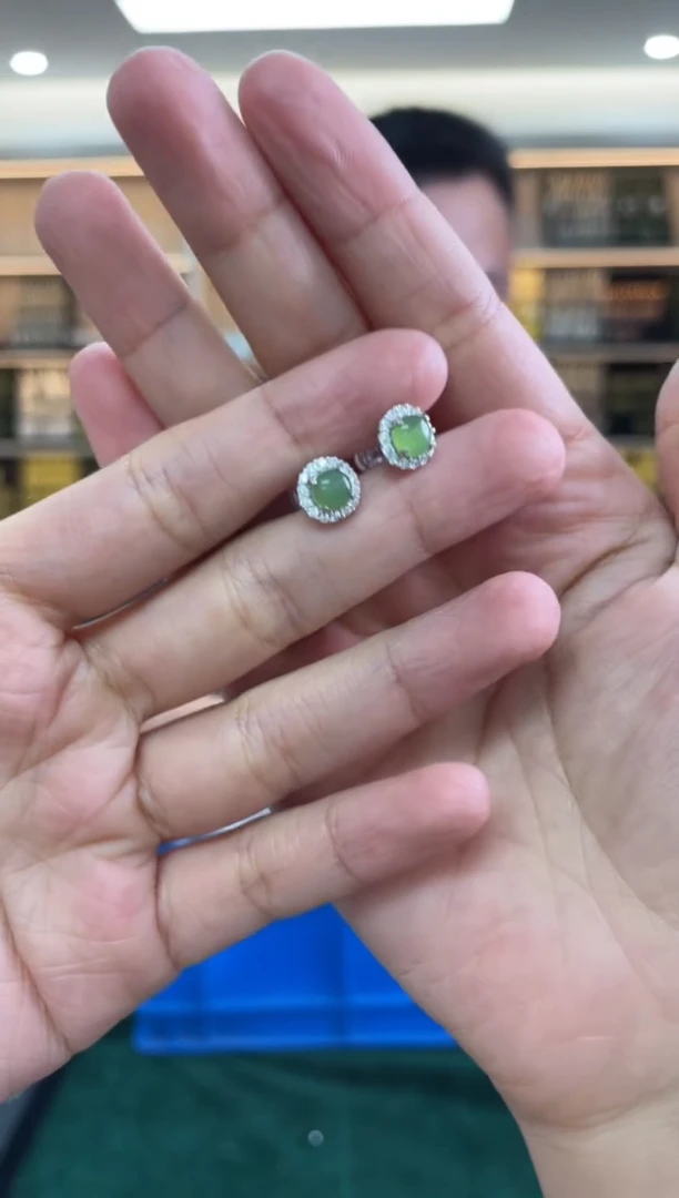 和田玉银S925镶嵌耳饰多样性发一件