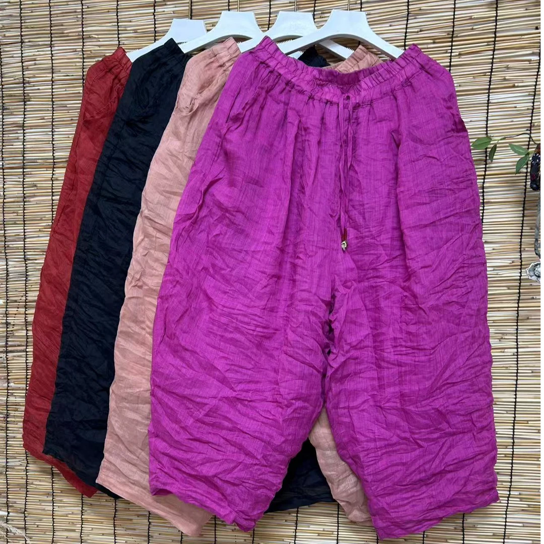 丽丽-原创苎麻双层百搭萝卜裤