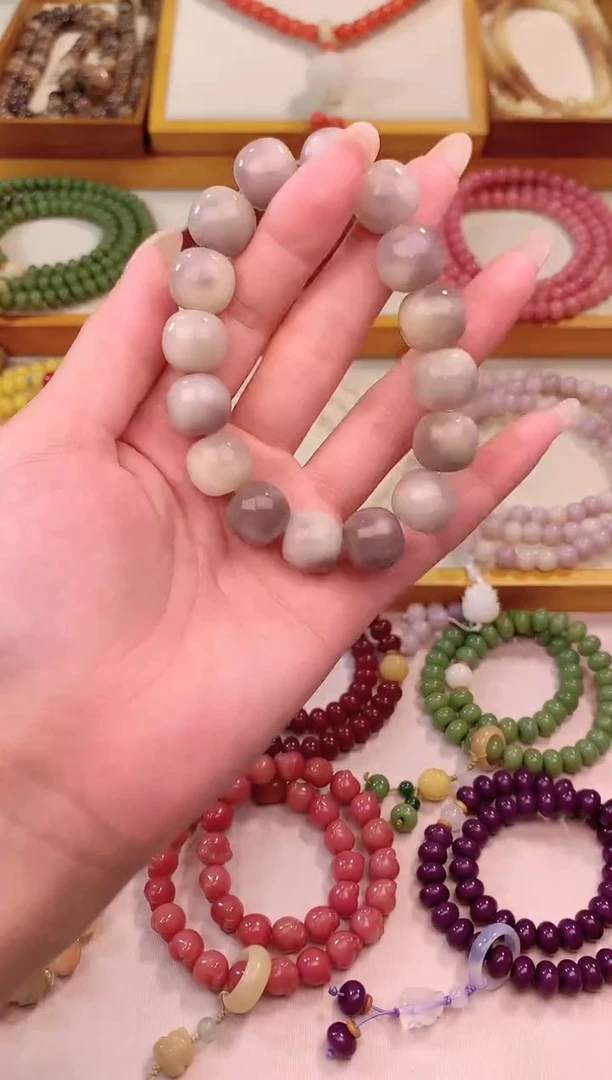 手串白玉菩提烟灰紫单圈