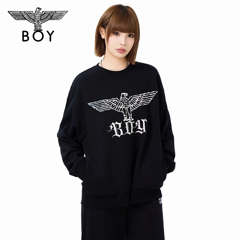 BOYLONDON新款琥珀流光秋季男女经典圆领休闲时尚长袖卫衣N03028