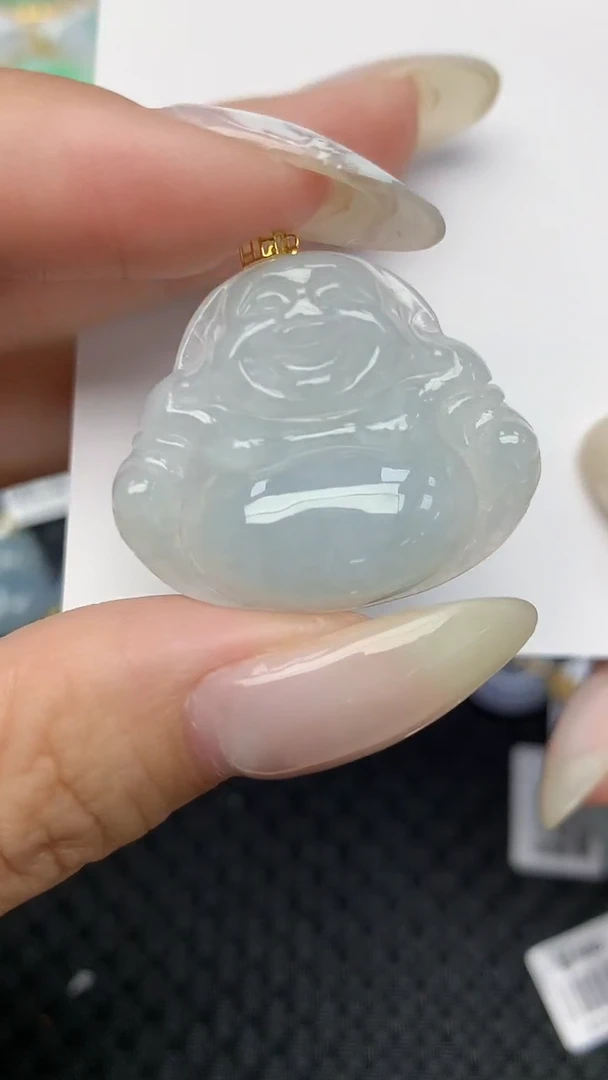 翡翠18K金镶嵌颈饰天然翡翠a货