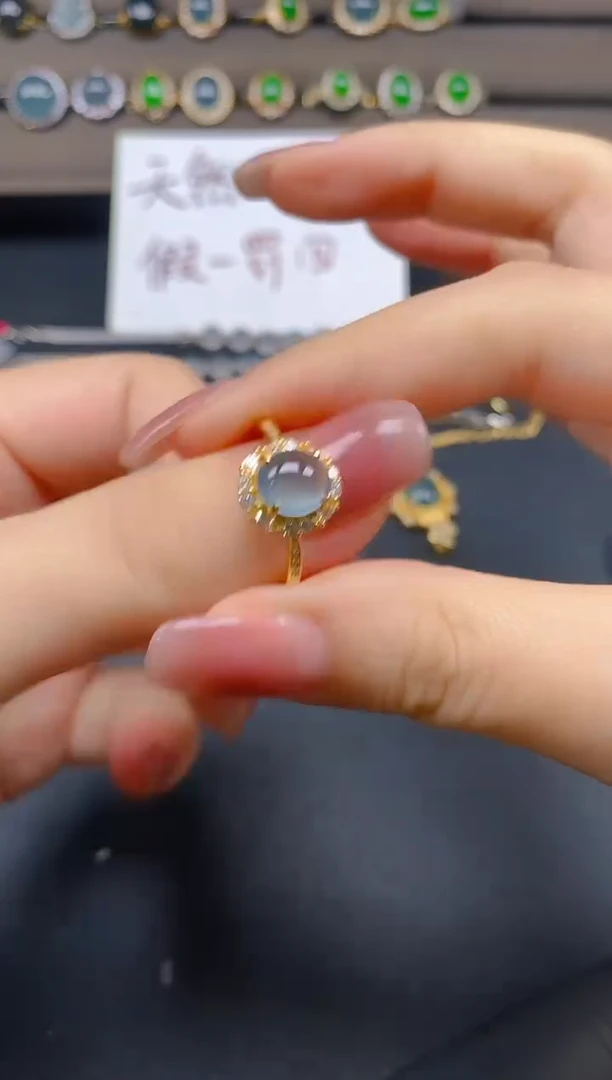 翡翠戒指银S925镶嵌7100