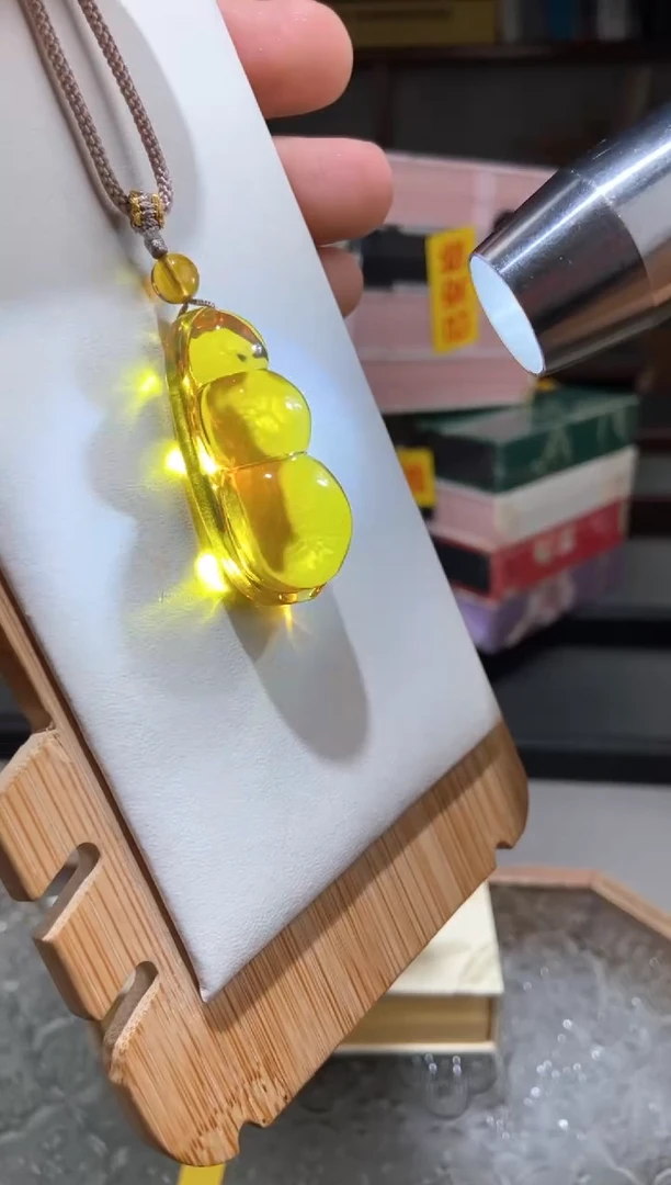 琥珀颈饰未镶嵌天空蓝四季豆