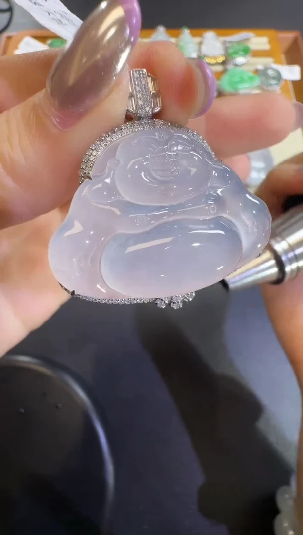 翡翠18K金镶嵌吊坠(不含链)【源头工厂】18k金钻石镶嵌