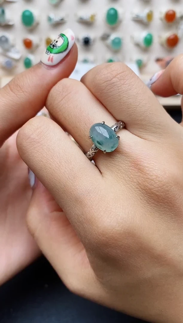 【闪购商品】翡翠戒指银S925镶嵌缅甸翡翠