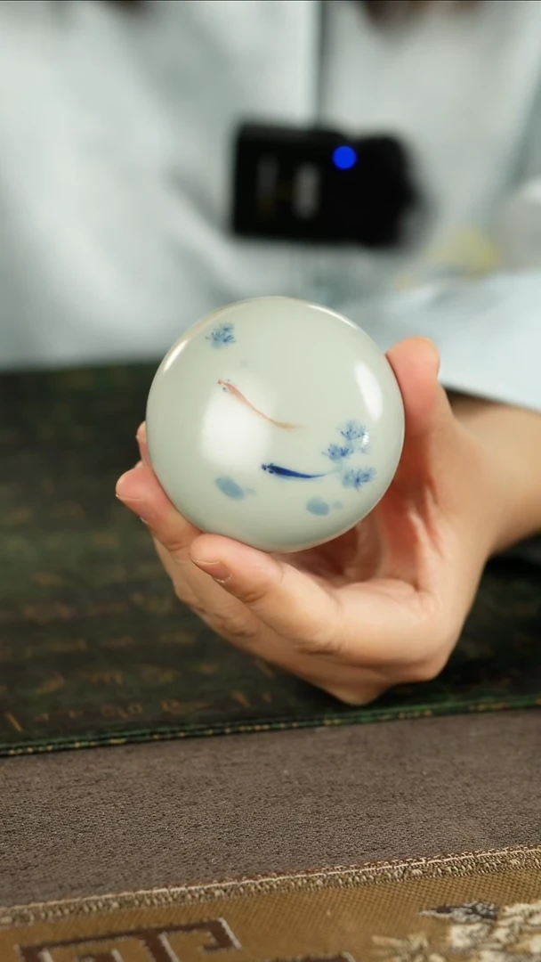 善窑厂汝窑天青实心双鱼盖置