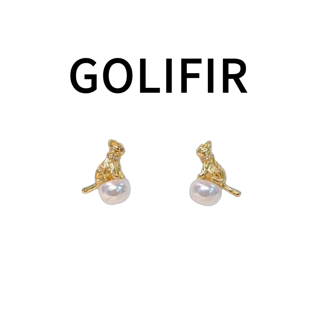 合金仿珍珠耳饰 【GOLIFIR】 Nature 系列 灵金质猫咪贝珠耳钉R10