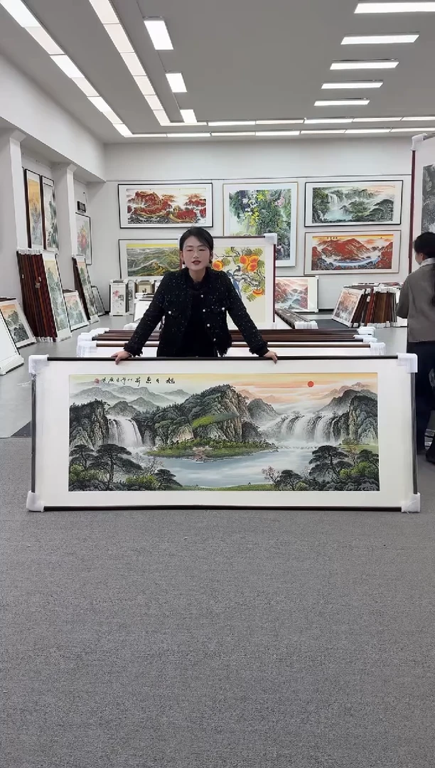 国画手绘  219*88  旭日东升