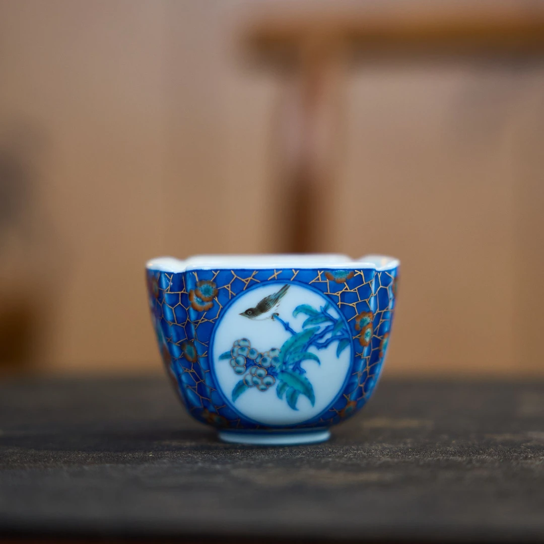 玗琪轩柴窑 · 宋画四果杯景德镇纯手工手绘
