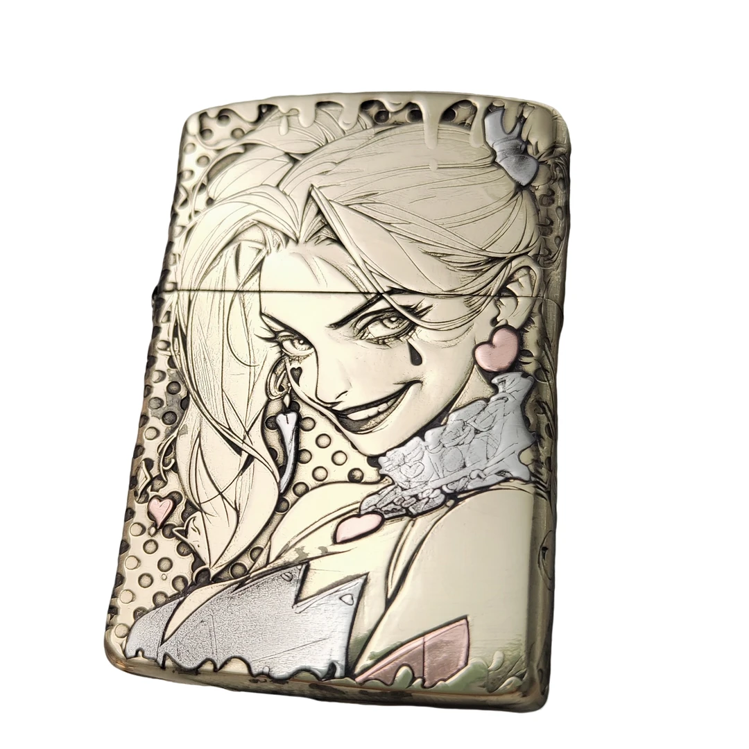 佐罗【小丑女五面镶嵌】二代盔甲机防风煤油打火机简约经典款手把件