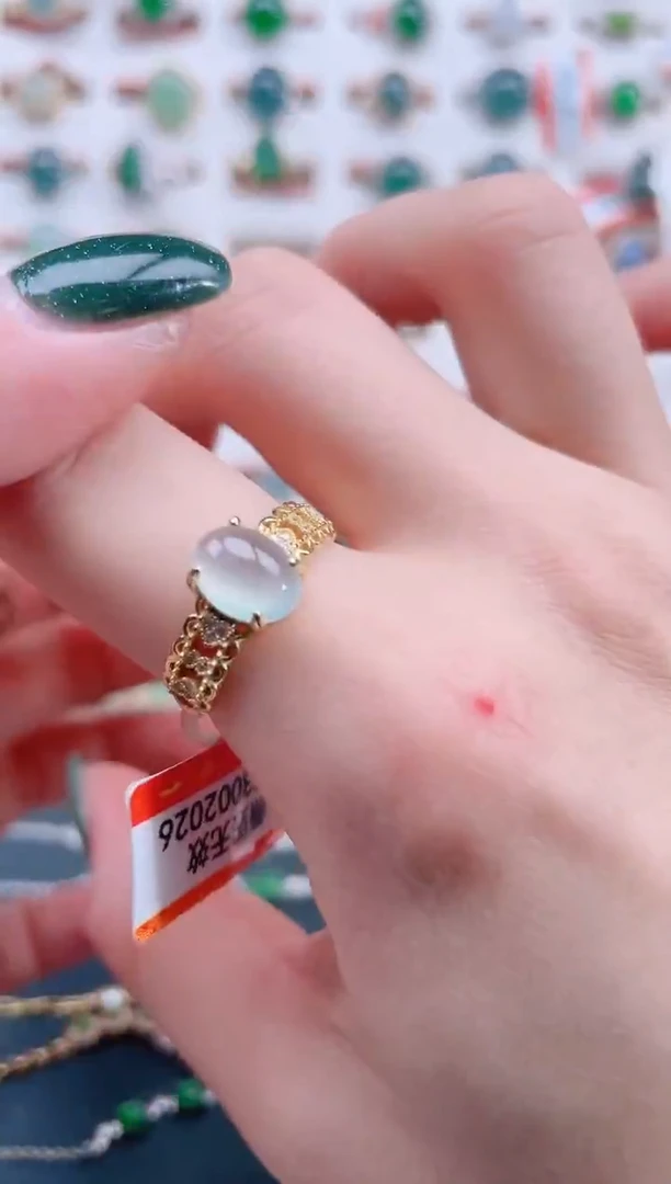 银S925镶嵌戒指翡翠天然翡翠