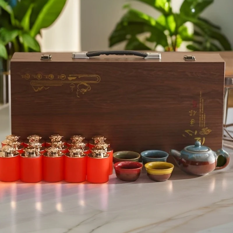【大师手作】大红袍 岩茶 15罐+一壶四杯 罐子颜色随机发货