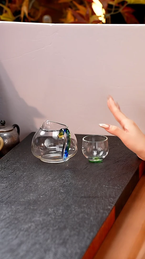 暗香疏影/晶彩锦文匀杯/迷翠350ml+圆融杯湖绿1入