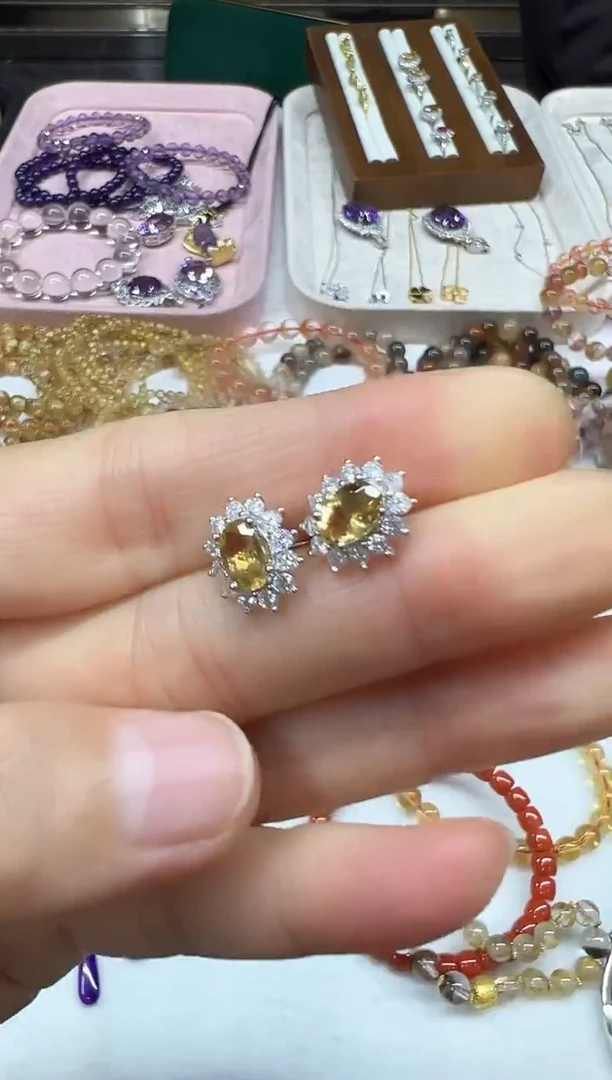 银S925镶嵌耳饰水晶1223m038多样性发其一