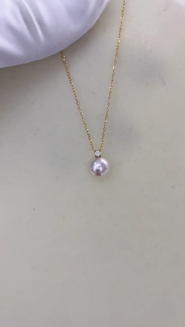 18K金镶嵌akoya王妃款吊坠海水珍珠8.5-9mm（赠链）