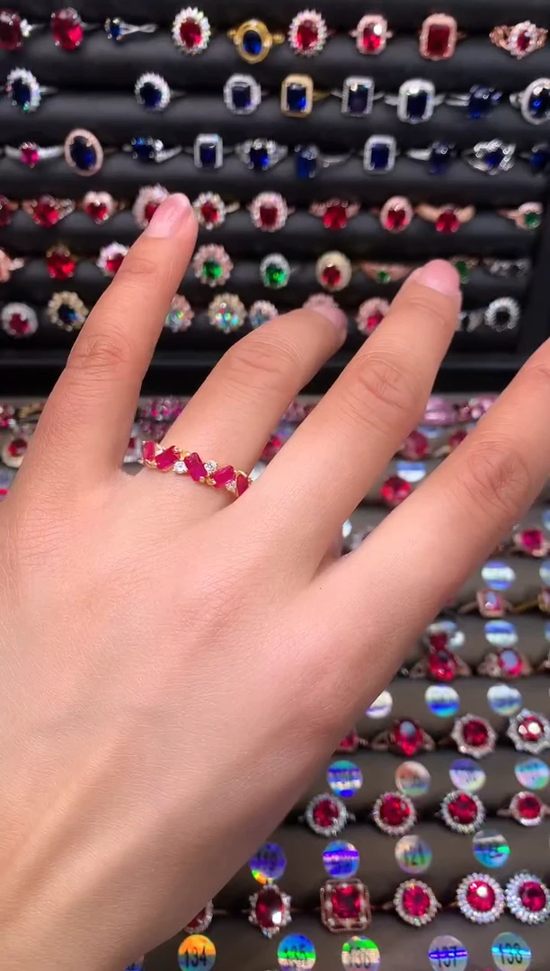 【闪购商品】红宝石戒指银S925镶嵌金