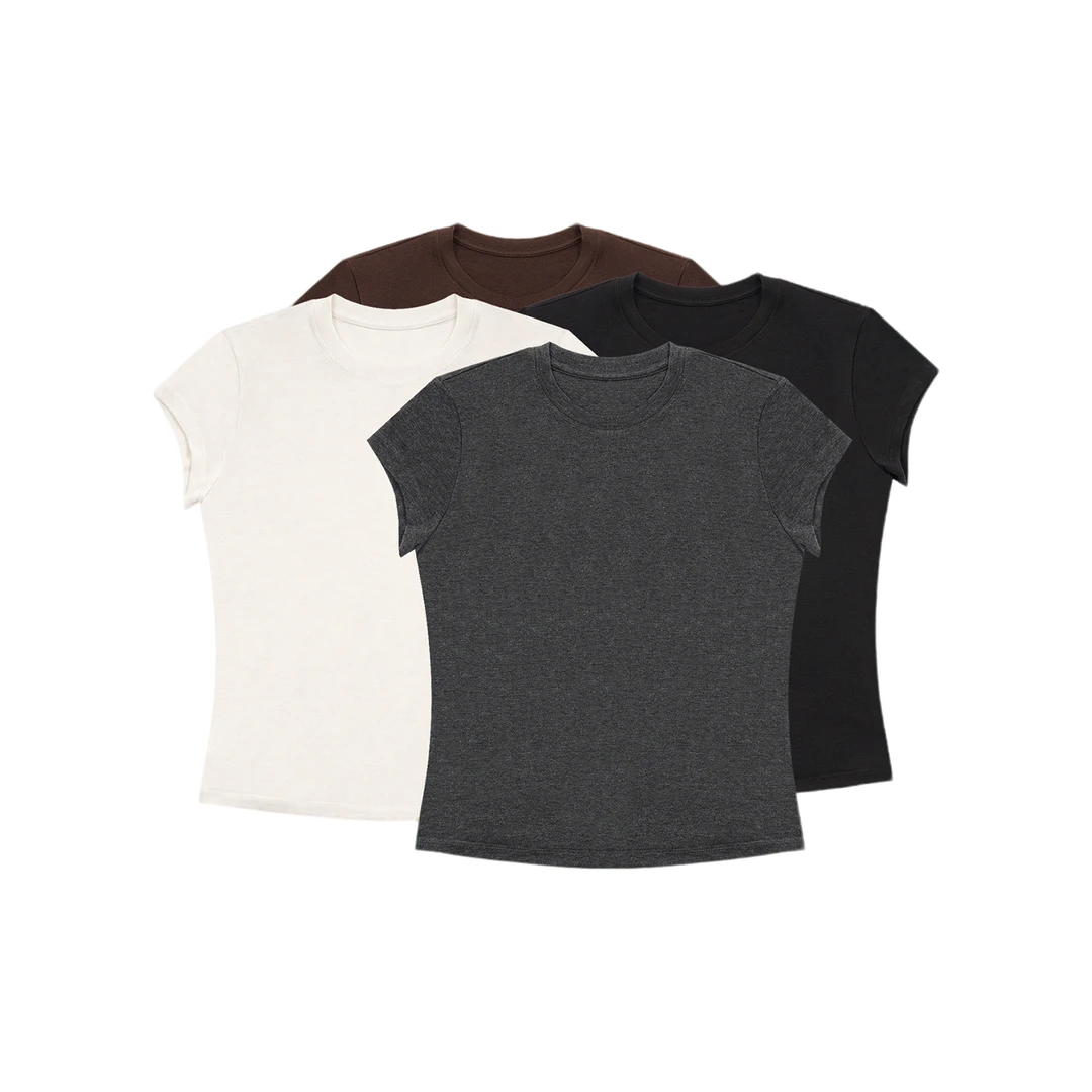 【纯色纸片人T】莱赛尔+绵羊毛DL5ZA0395夏季修身百搭显瘦T恤