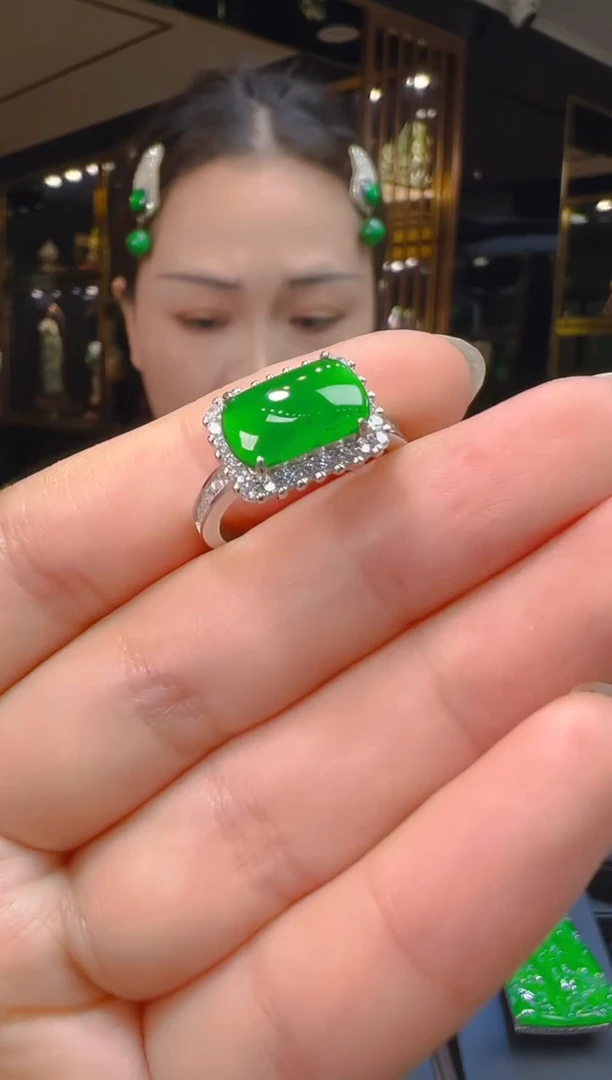 银S925镶嵌戒指翡翠120   （多样性发其一）