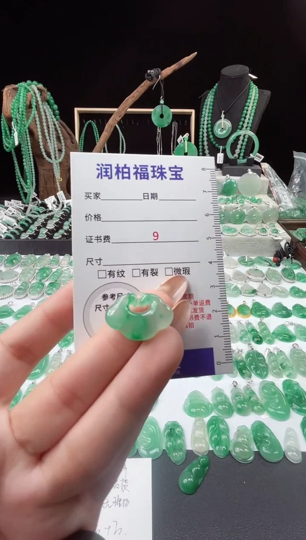 吊坠(赠链)未镶嵌石英质玉（非洲翠）14.222祥云锁