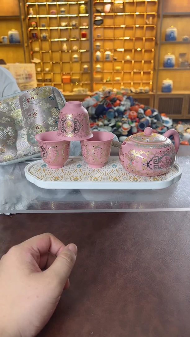 瓷片鸣盏居11111粉紫西施壶砂壶套装