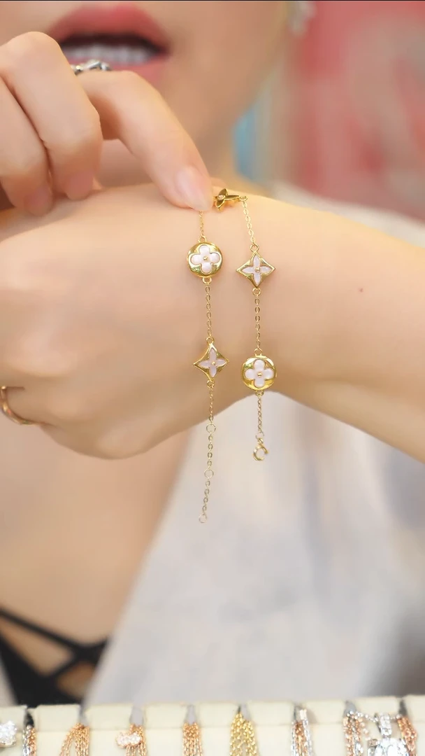 手链贝壳（贝母）18K金镶嵌老花