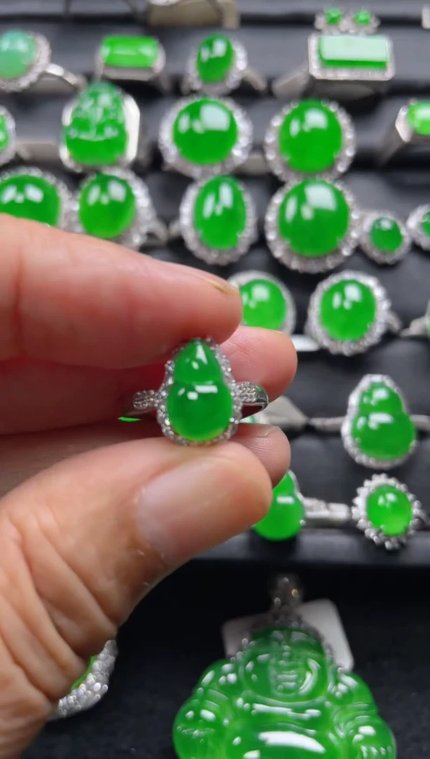 银S925镶嵌戒指翡翠翡翠