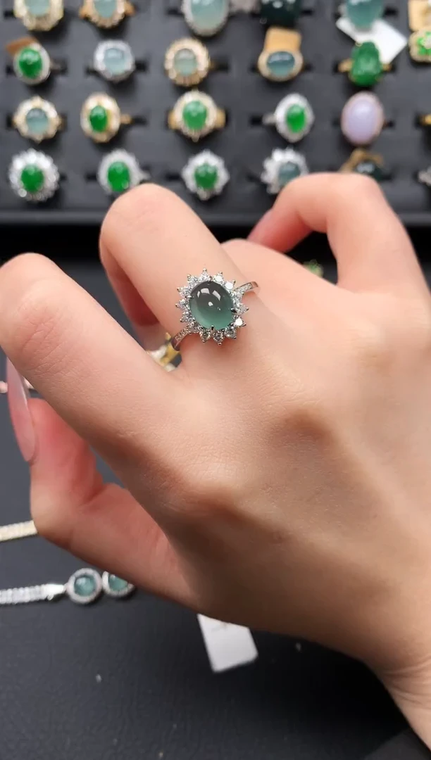 【闪购商品】翡翠戒指银S925镶嵌4124