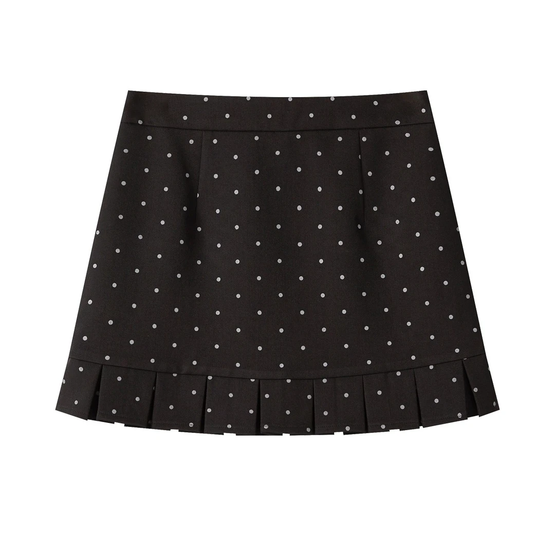 羊城故事-法式黑色波点半身裙2025夏季新款百搭A字短裙Y50752273