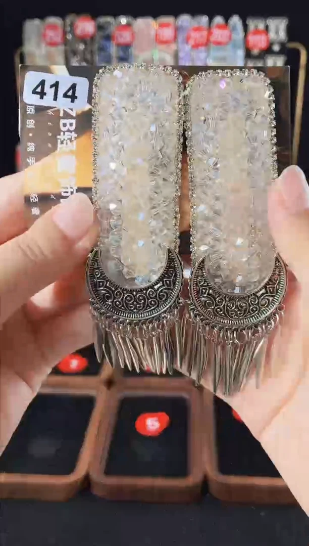 仿水晶铁合金414原创发夹一对