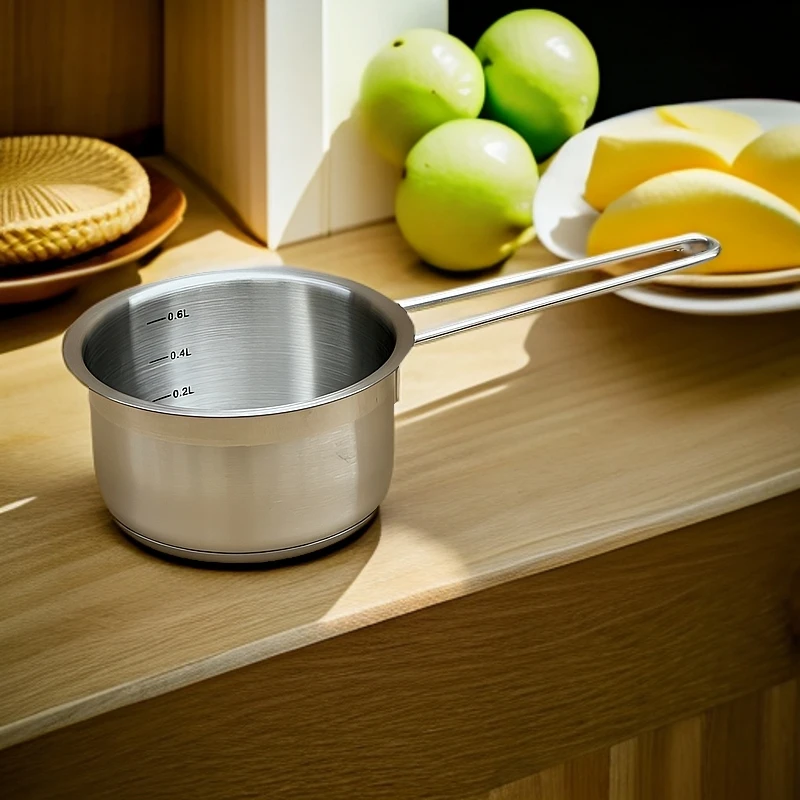 B6 12X7cm 泼油锅18/10不锈钢奶锅小奶锅小孩辅食锅热奶锅外贸