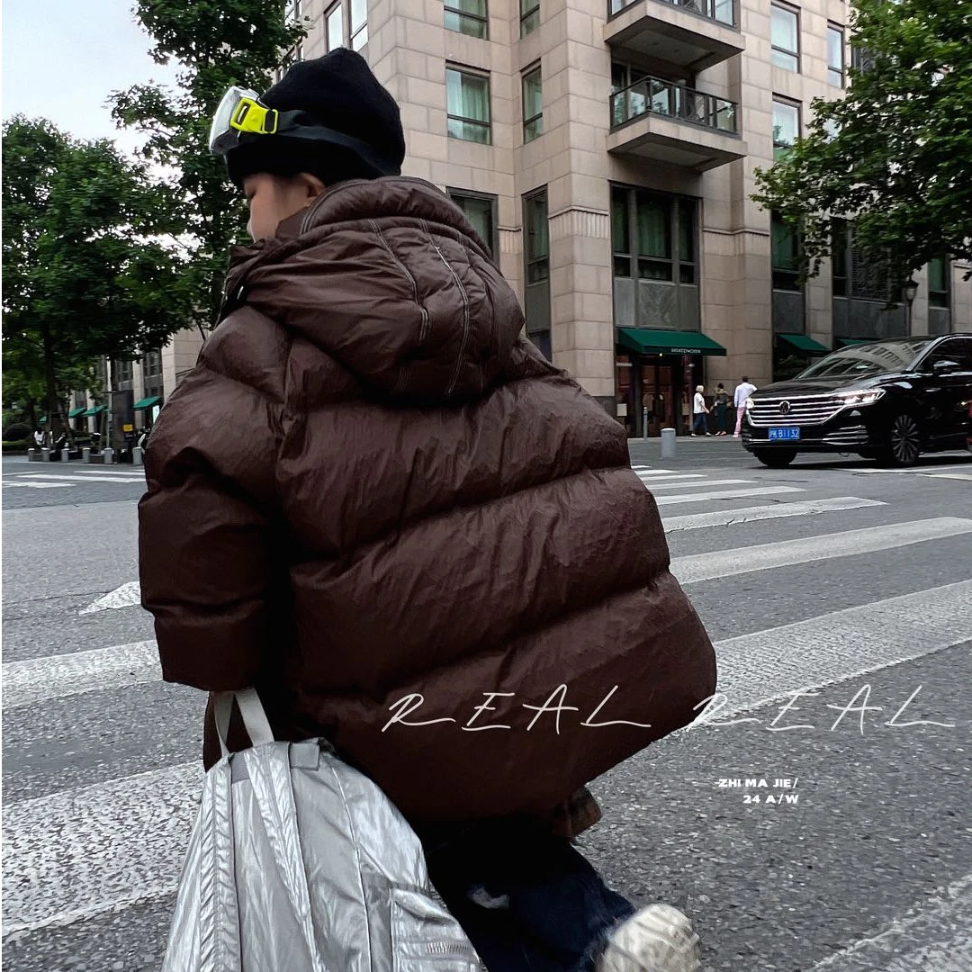 力2025【X】2月21日 男童女童时尚咖色连帽羽绒服068-