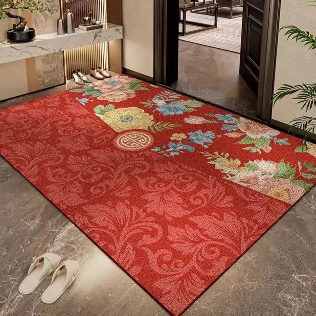 50*80cm红色丝圈入户门地垫 玄关防滑耐磨进门脚垫地毯