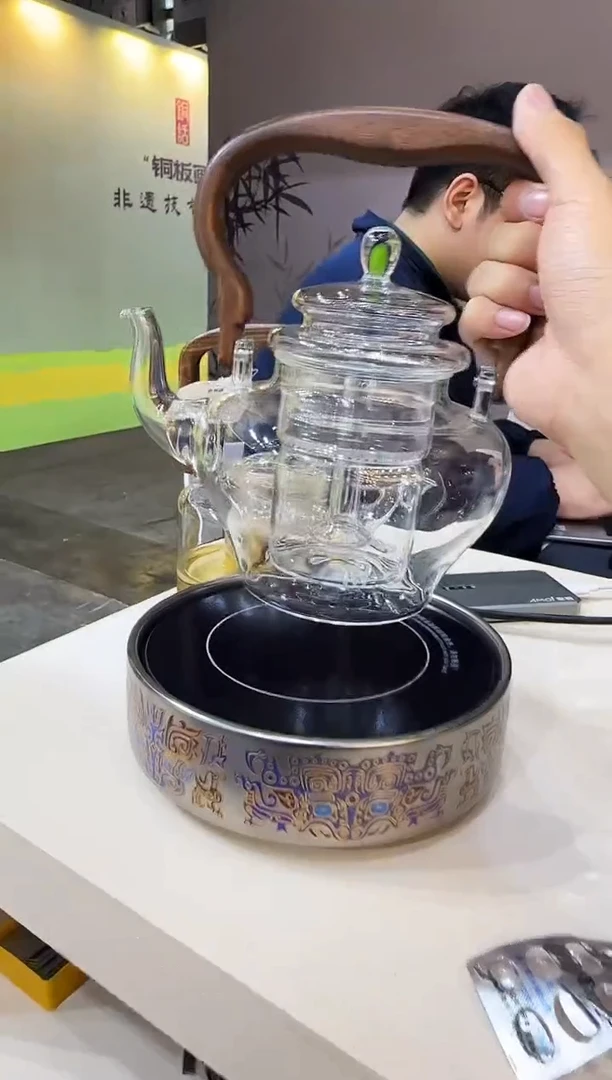 祈福壶透明晶焱金标+电陶炉亮银色