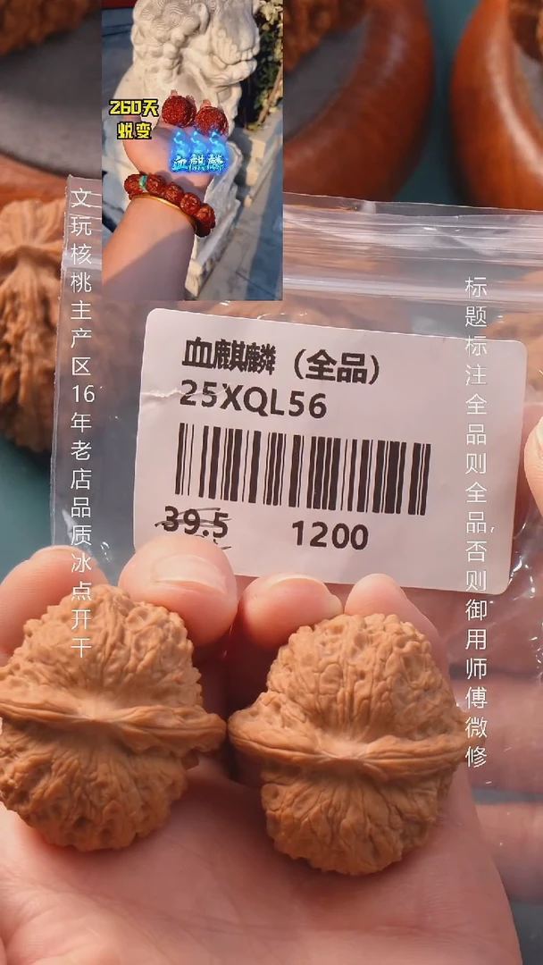 把件文玩核桃38.5血麒麟狮子头全品6号