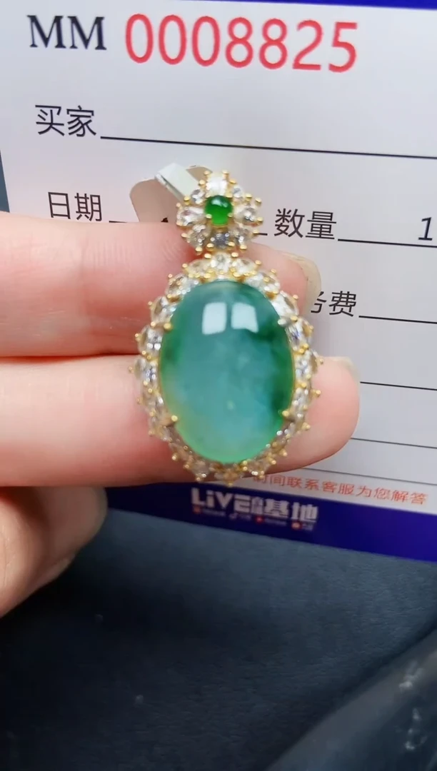 翡翠银S925镶嵌颈饰8825