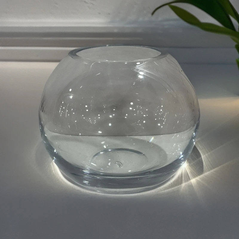 私花主义Q78微瑕创意简约鱼花供养透明水晶玻璃花瓶-PK