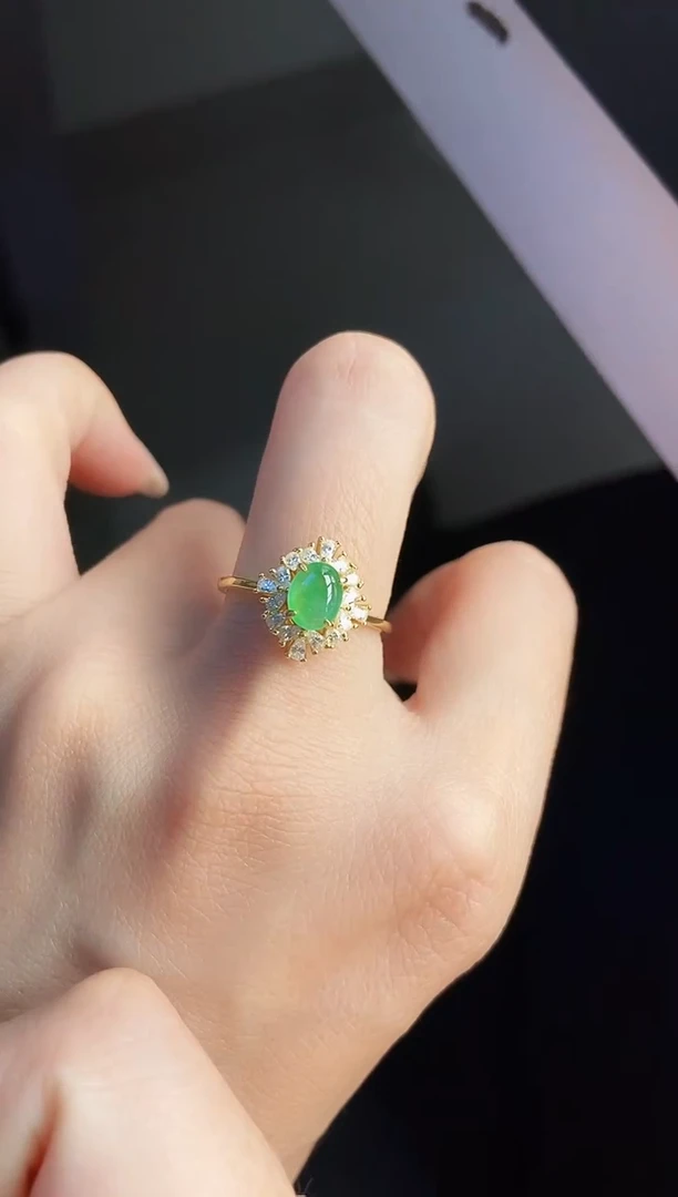 银S925镶嵌戒指翡翠12