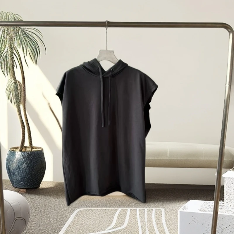 夏季新款男女同款时尚休闲运动风宽松无袖连帽帽衫背心25070743