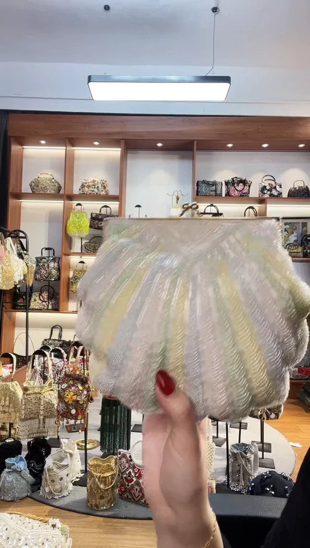 织物14号手工珠珠包包腋下斜跨包手拿包手提晚宴包