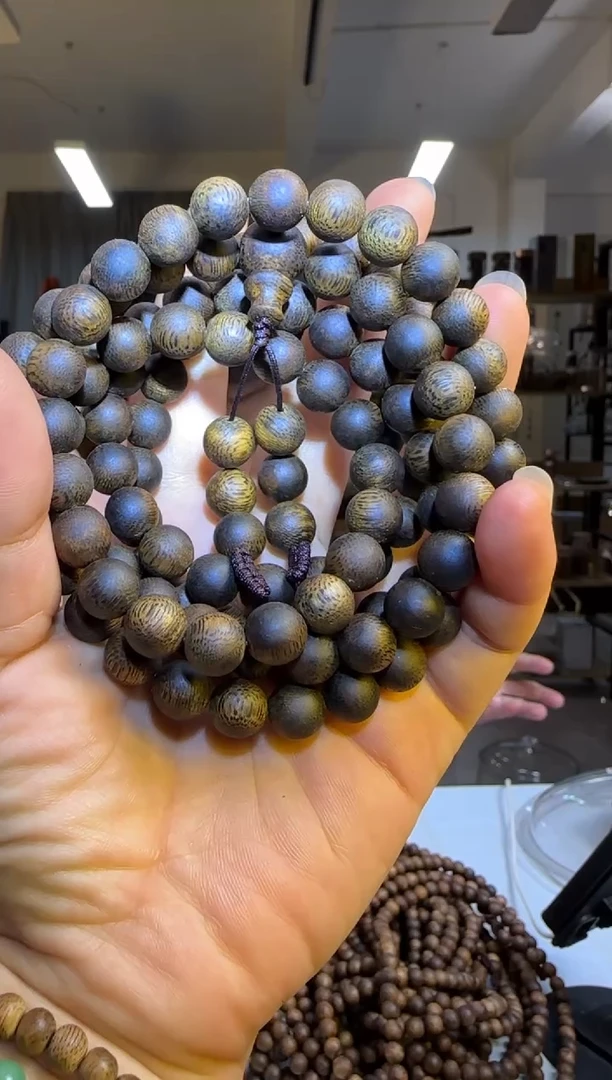 沉香手串99沉海南扦插老白棋正圆珠9mm108颗47g+多样性发1