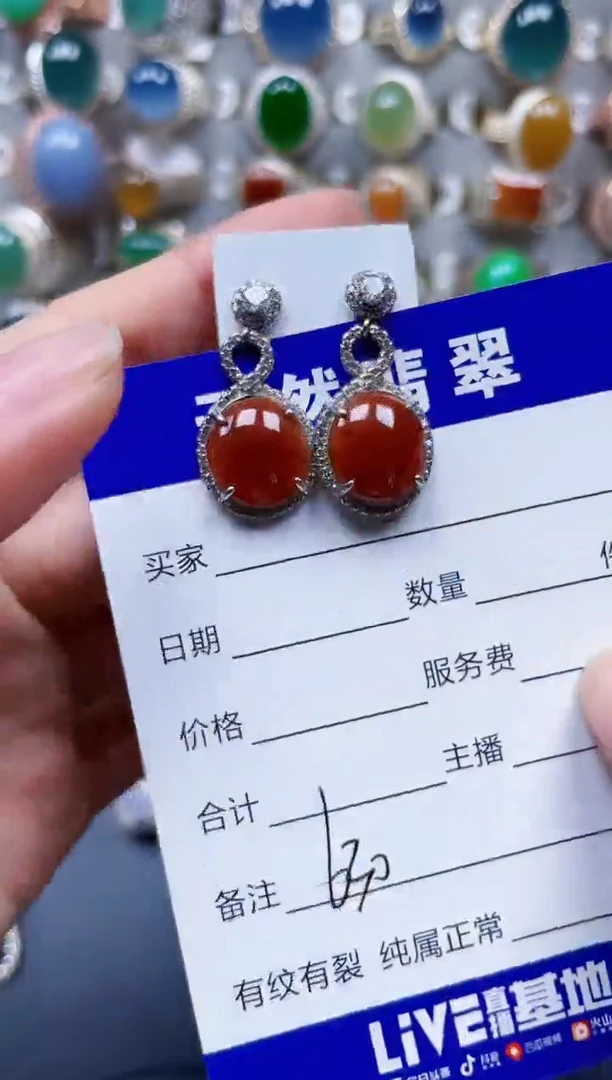 银S925镶嵌翡翠耳饰630