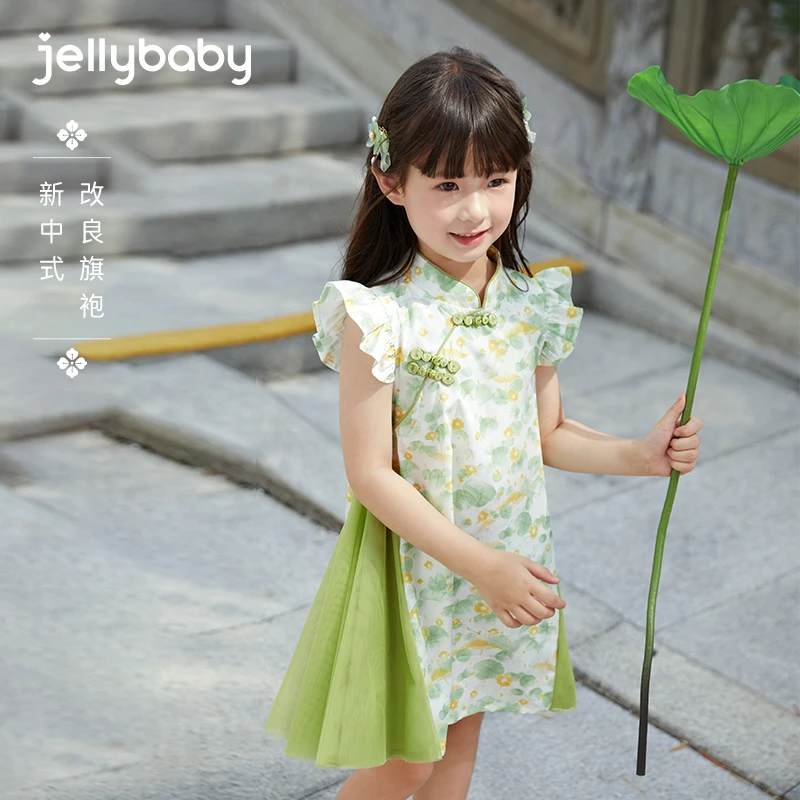 杰里贝比旗袍女童夏唐装连衣裙夏装裙汉服2025裙子 JEG42821