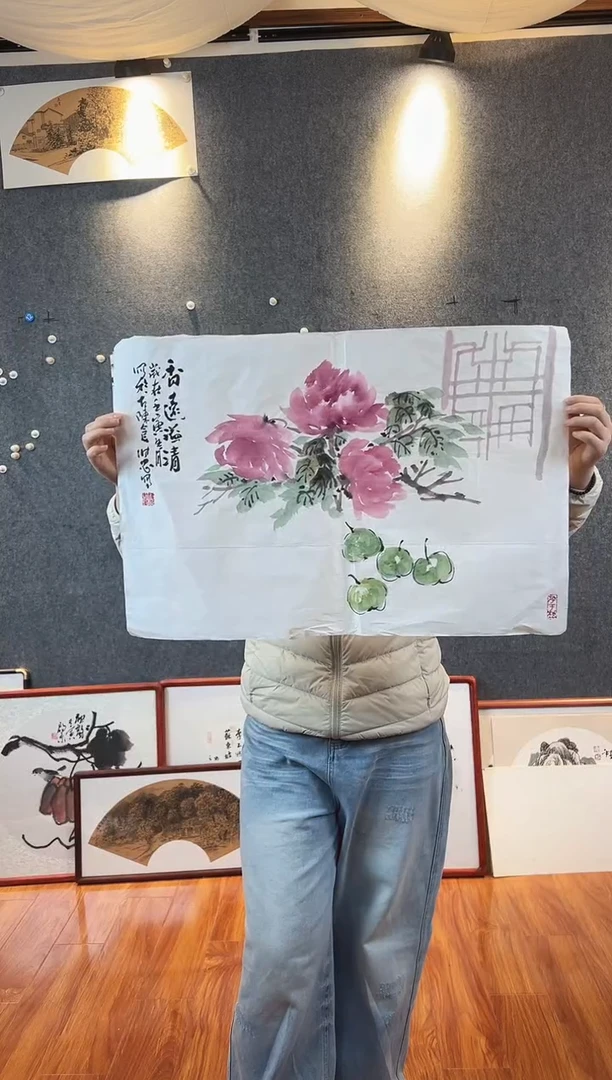 国画李维忠四尺三开花鸟