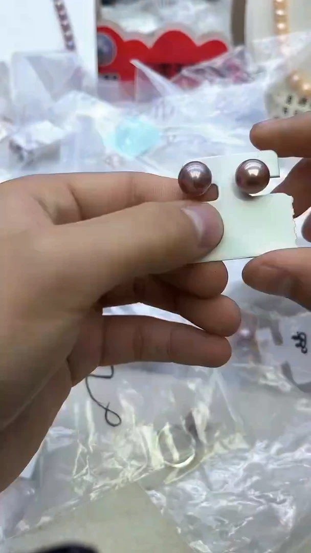 未镶嵌耳饰淡水珍珠紫色系耳饰