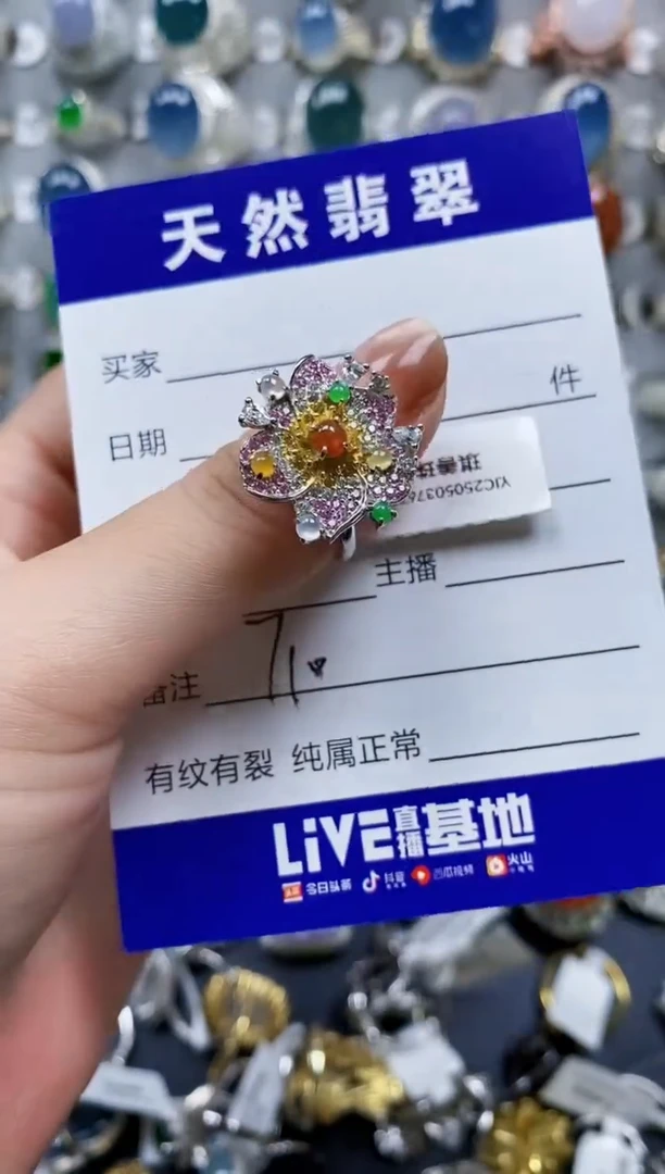 翡翠戒指银S925镶嵌0710