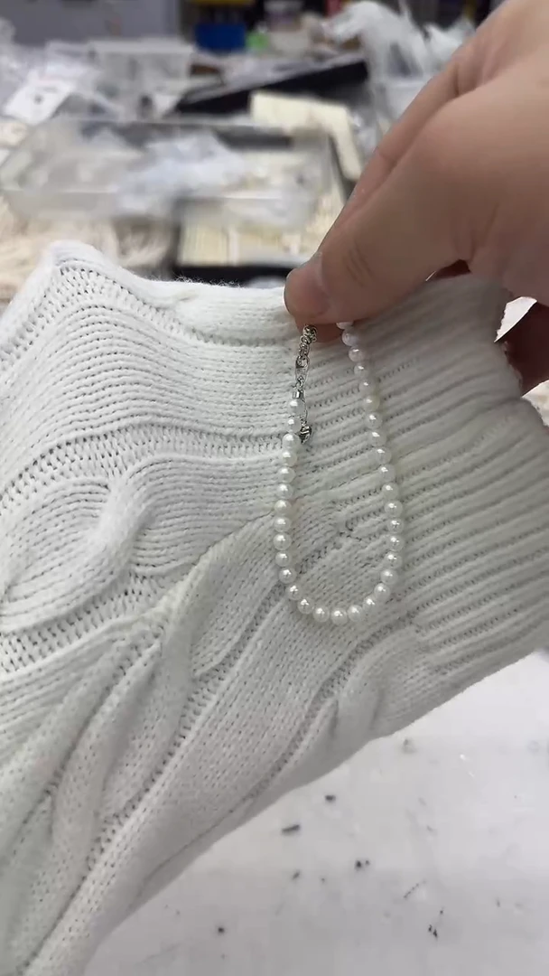 未镶嵌手链淡水珍珠5mm 爱心尾链